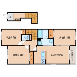 王寺駅 バス15分  服部下車：停歩4分 2階の物件間取画像